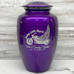 Customer Gallery - Riding with Angels Motorcycle Cremation Urn - Purple Luster
