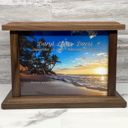 Customer Gallery - Beach Sunset Cremation Urn - Prestige Walnut