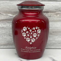 Customer Gallery - Small Pawprint Heart Pet Cremation Urn - Ruby Red