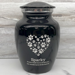 Customer Gallery - Small Pawprint Heart Pet Cremation Urn - Jet Black