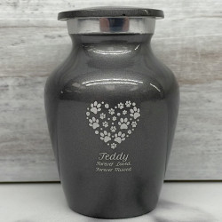 Customer Gallery - Keepsake Pawprint Heart Pet Cremation Urn - Gunmetal Gray