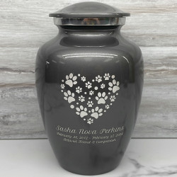 Customer Gallery - Large Pawprint Heart Pet Cremation Urn - Gunmetal Gray