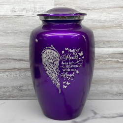 Customer Gallery - Heart Is In Heaven Cremation Urn - Purple Luster