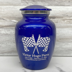 Customer Gallery - Race Checkered Flag Sharing Urn - Midnight Blue