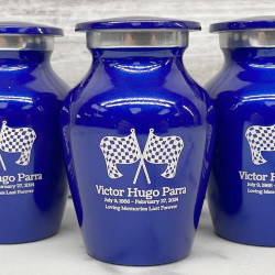Customer Gallery - Race Checkered Flag Keepsake Urn - Midnight Blue
