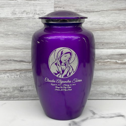 Customer Gallery - Virgin Mary Cremation Urn - Purple Luster