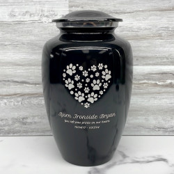 Customer Gallery - Extra Large Pawprint Heart Pet Cremation Urn - Jet Black