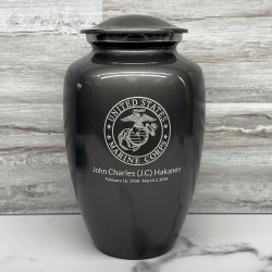 Customer Gallery - Marine Corps Cremation Urn - Gunmetal Gray