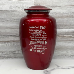 Customer Gallery - I Thought Of You Today Cremation Urn - Ruby Red