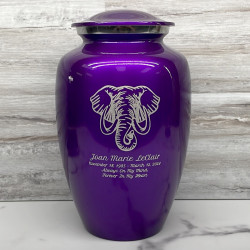 Customer Gallery - Elephant Cremation Urn - Purple Luster