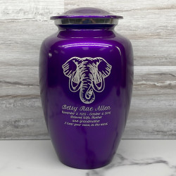 Customer Gallery - Elephant Cremation Urn - Purple Luster