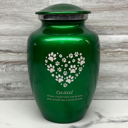 Customer Gallery - Large Pawprint Heart Pet Cremation Urn - Shamrock Green