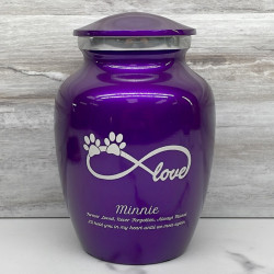 Customer Gallery - Small Infinite Love Pet Cremation Urn - Purple Luster