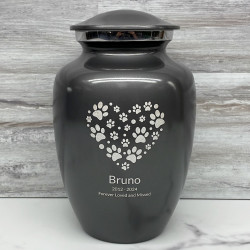 Customer Gallery - Large Pawprint Heart Pet Cremation Urn - Gunmetal Gray