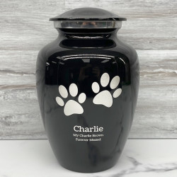 Customer Gallery - Large Pawprints Pet Cremation Urn - Jet Black
