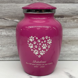 Customer Gallery - Small Pawprint Heart Pet Cremation Urn - Rose Pink