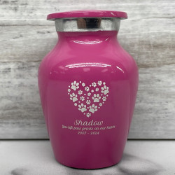 Customer Gallery - Keepsake Pawprint Heart Pet Cremation Urn - Rose Pink