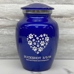 Customer Gallery - Small Pawprint Heart Pet Cremation Urn - Midnight Blue