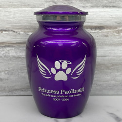 Customer Gallery - Small Angel Wings Pet Cremation Urn - Purple Luster