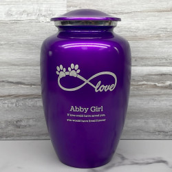 Customer Gallery - Extra Large Infinite Love Pet Cremation Urn - Purple Luster