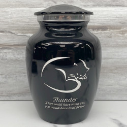 Customer Gallery - Small Sleeping Cat Pet Cremation Urn - Jet Black
