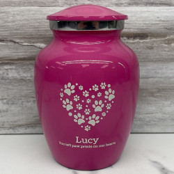 Customer Gallery - Small Pawprint Heart Pet Cremation Urn - Rose Pink