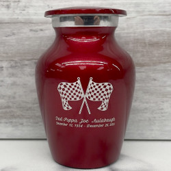 Customer Gallery - Race Checkered Flag Keepsake Urn - Ruby Red