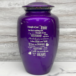 Customer Gallery - I Thought Of You Today Cremation Urn - Purple Luster