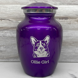Customer Gallery - Small Corgi Dog Cremation Urn - Purple Luster