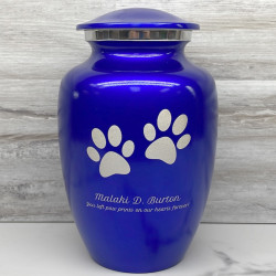 Customer Gallery - Large Pawprints Pet Cremation Urn - Midnight Blue