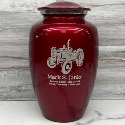 Customer Gallery - Classic Tractor Cremation Urn - Ruby Red