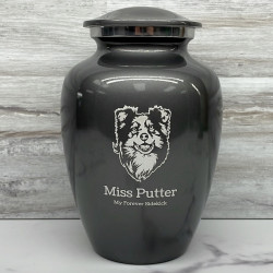 Customer Gallery - Large Australian Shepherd Pet Cremation Urn - Gunmetal Gray