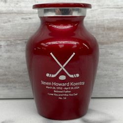 Customer Gallery - Hockey Sticks Keepsake Urn - Ruby Red