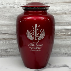Customer Gallery - Electric Guitar Angel Wings Cremation Urn - Ruby Red