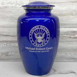 Customer Gallery - Navy Cremation Urn - Midnight Blue