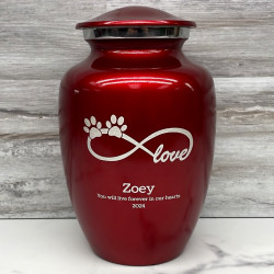 Customer Gallery - Large Infinite Love Pet Cremation Urn - Ruby Red