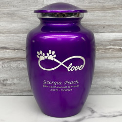Customer Gallery - Large Infinite Love Pet Cremation Urn - Purple Luster