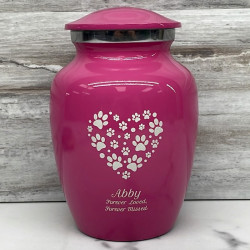 Customer Gallery - Small Pawprint Heart Pet Cremation Urn - Rose Pink
