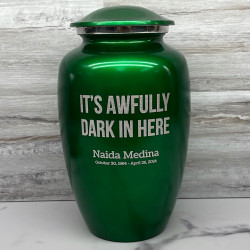 Customer Gallery - It's Awfully Dark In Here Cremation Urn - Shamrock Green