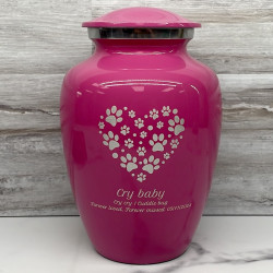 Customer Gallery - Large Pawprint Heart Pet Cremation Urn - Rose Pink