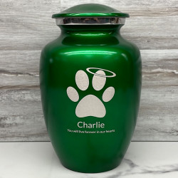 Customer Gallery - Large Angel Paw Pet Cremation Urn - Shamrock Green