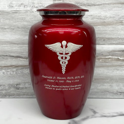Customer Gallery - Caduceus Cremation Urn - Ruby Red