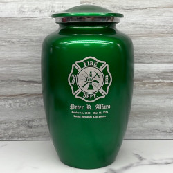 Customer Gallery - Firefighter Cremation Urn - Shamrock Green