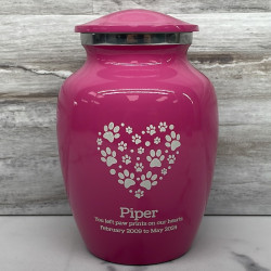 Customer Gallery - Small Pawprint Heart Pet Cremation Urn - Rose Pink