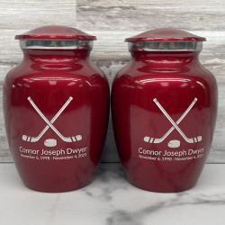 Customer Gallery - Hockey Sticks Sharing Urn - Ruby Red