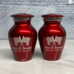Customer Gallery - Race Checkered Flag Keepsake Urn - Ruby Red