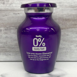 Customer Gallery - Zero Percent Body Fat Keepsake Urn - Purple Luster
