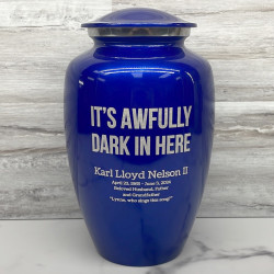 Customer Gallery - It's Awfully Dark In Here Cremation Urn - Midnight Blue