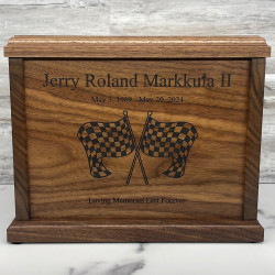 Customer Gallery - Checkered Flag Cremation Urn - Signature Walnut