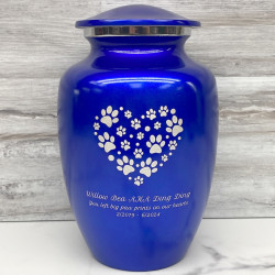 Customer Gallery - Large Pawprint Heart Pet Cremation Urn - Midnight Blue